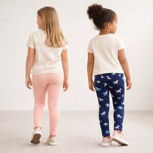 Carter’s Girls 2 Pack Leggings Size 14 Navy Unicorn Pink Stripe New